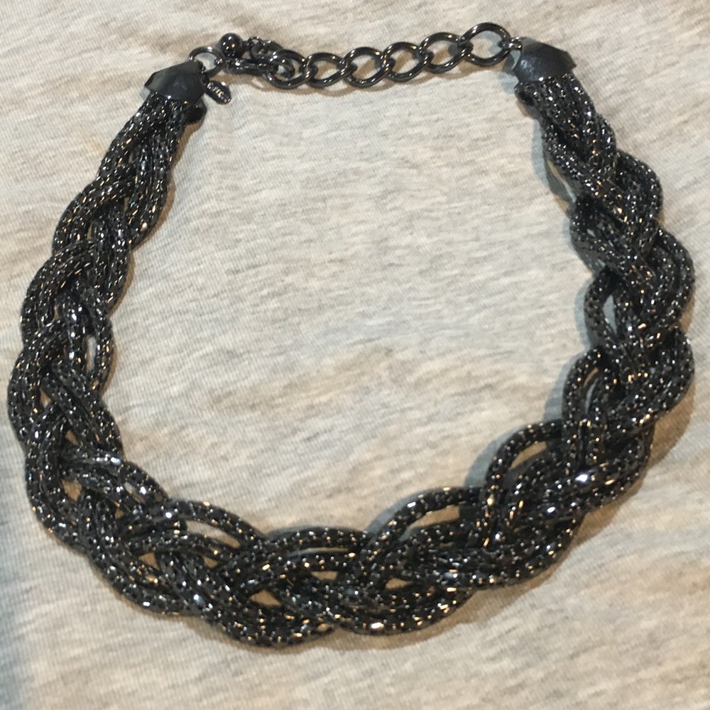 Express 20” black jet braided necklace